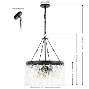 Safavieh Selene, 4 Light, 20 Inch, Black/Clear, Iron/Glass Chandelier CHA4056A