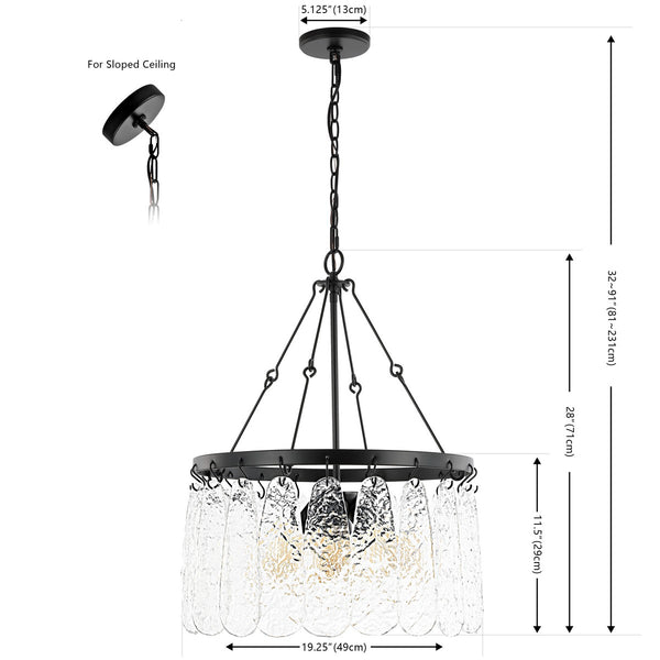 Safavieh Selene, 4 Light, 20 Inch, Black/Clear, Iron/Glass Chandelier CHA4056A