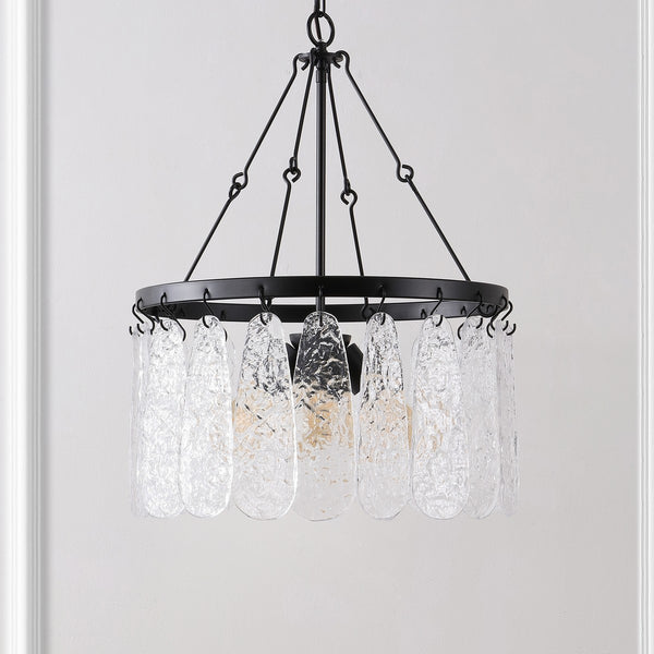 Safavieh Selene, 4 Light, 20 Inch, Black/Clear, Iron/Glass Chandelier CHA4056A
