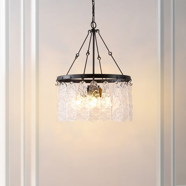 Safavieh Selene, 4 Light, 20 Inch, Black/Clear, Iron/Glass Chandelier CHA4056A