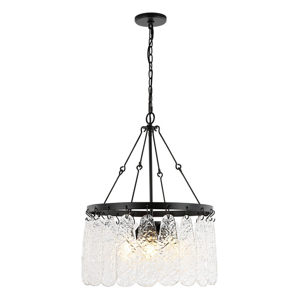 Safavieh Selene, 4 Light, 20 Inch, Black/Clear, Iron/Glass Chandelier CHA4056A