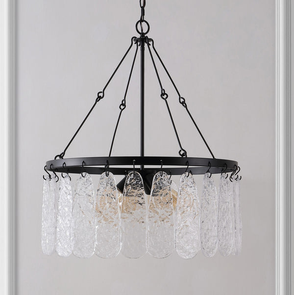 Safavieh Aremythia, 6 Light, 25 Inch, Black/Clear, Iron/Glass Chandelier CHA4057A