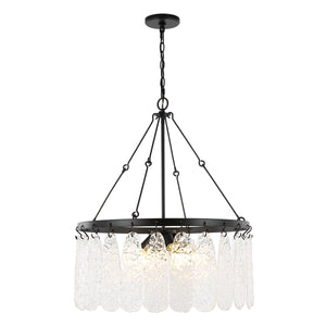 Safavieh Aremythia, 6 Light, 25 Inch, Black/Clear, Iron/Glass Chandelier CHA4057A