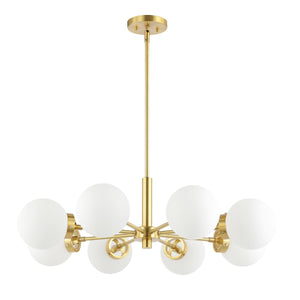 Safavieh Prosie, 8 Light, 32 Inch,  Gold, Iron Extendable Chandelier Gold / White Iron CHA4062A