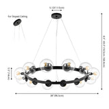 Safavieh Rylian, 12 Light, 38 Inch, Black, Iron/Glass Chandelier Black CHA4063A