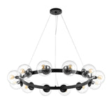 Safavieh Rylian, 12 Light, 38 Inch, Black, Iron/Glass Chandelier Black CHA4063A