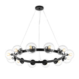 Safavieh Rylian, 12 Light, 38 Inch, Black, Iron/Glass Chandelier Black CHA4063A