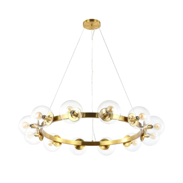 Safavieh Rylian, 12 Light, 38 Inch, Brass, Iron/Glass Chandelier Brass CHA4063C