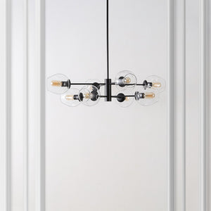 Safavieh Pythea, 8 Light, 36.5 Inch, Black, Iron/Glass Chandelier Black Glass CHA4067A