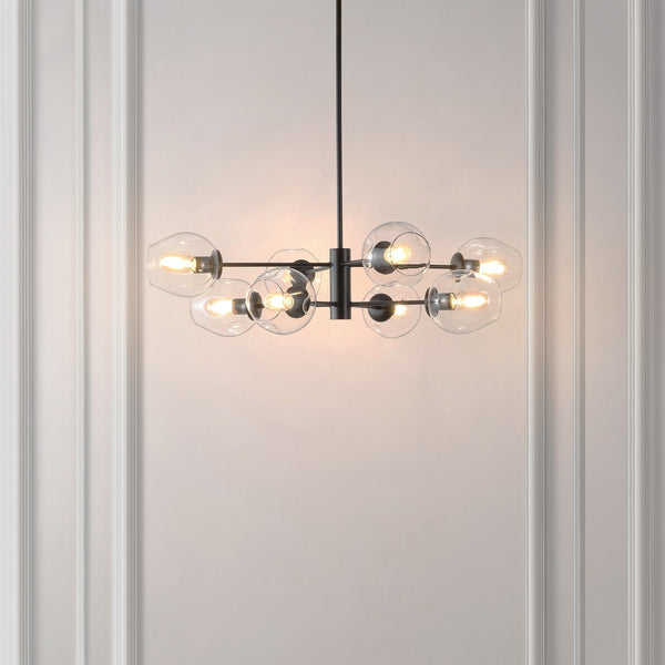 Safavieh Pythea, 8 Light, 36.5 Inch, Black, Iron/Glass Chandelier Black Glass CHA4067A