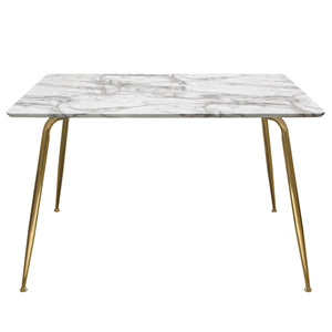 Chance Faux Marble Top Rectangular Dining Table w/ Brushed Gold Metal Legs by Diamond Sofa