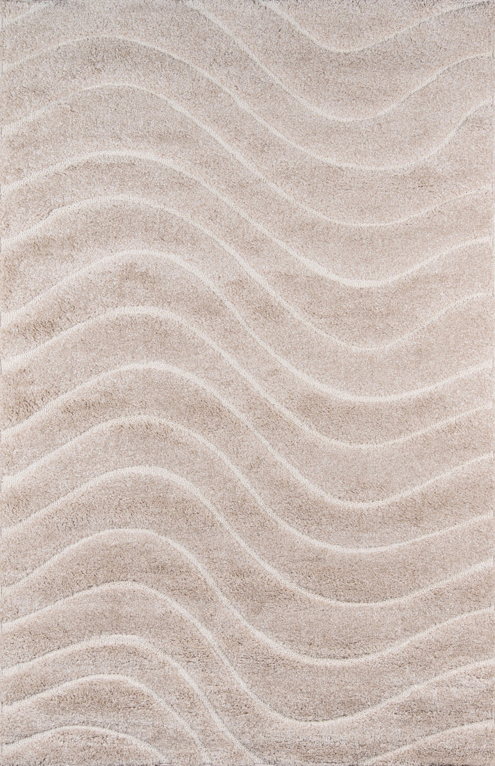 Momeni Charlotte CHA-1 Machine Made Modern Solid, Wave, Shag Indoor Area Rug Beige 8'6" x 11'6" CHARLCHA-1BGE86B6