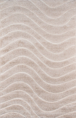 Momeni Charlotte CHA-1 Machine Made Modern Solid, Wave, Shag Indoor Area Rug Beige 8'6" x 11'6" CHARLCHA-1BGE86B6