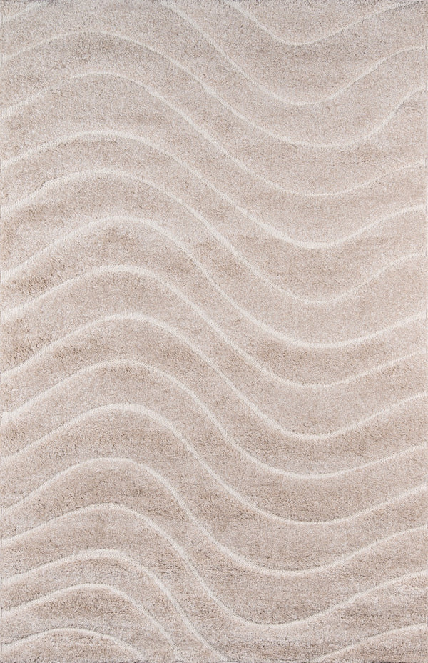 Momeni Charlotte CHA-1 Machine Made Modern Solid, Wave, Shag Indoor Area Rug Beige 8'6" x 11'6" CHARLCHA-1BGE86B6