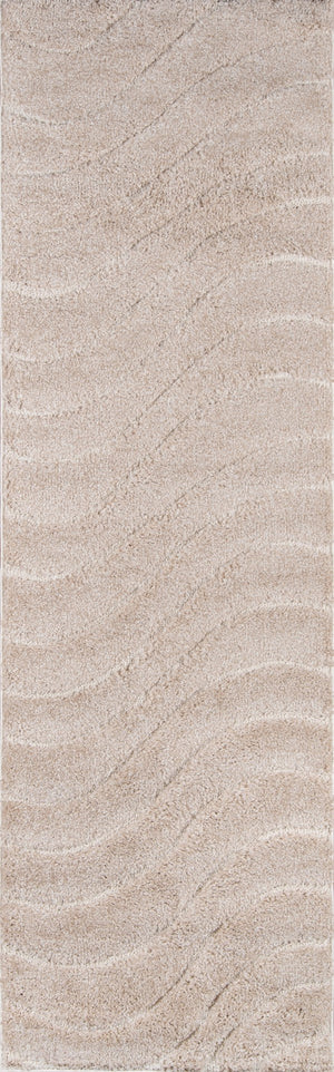 Momeni Charlotte CHA-1 Machine Made Modern Solid, Wave, Shag Indoor Area Rug Beige 8'6" x 11'6" CHARLCHA-1BGE86B6
