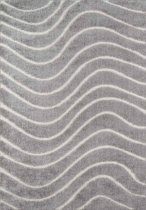 Momeni Charlotte CHA-1 Machine Made Modern Solid, Wave, Shag Indoor Area Rug Grey 8'6" x 11'6" CHARLCHA-1GRY86B6