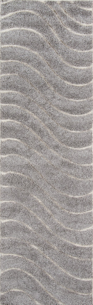 Momeni Charlotte CHA-1 Machine Made Modern Solid, Wave, Shag Indoor Area Rug Grey 8'6" x 11'6" CHARLCHA-1GRY86B6