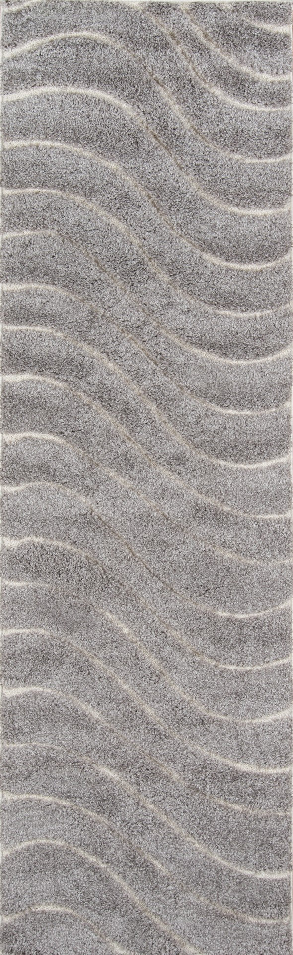 Momeni Charlotte CHA-1 Machine Made Modern Solid, Wave, Shag Indoor Area Rug Grey 8'6" x 11'6" CHARLCHA-1GRY86B6