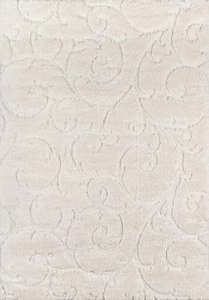 Momeni Charlotte CHA-3 Machine Made Modern Shag, Solid Indoor Area Rug Ivory 8'6" x 11'6" CHARLCHA-3IVY86B6