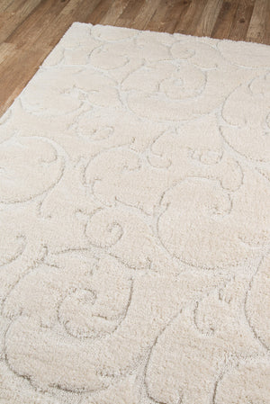 Momeni Charlotte CHA-3 Machine Made Modern Shag, Solid Indoor Area Rug Ivory 8'6" x 11'6" CHARLCHA-3IVY86B6