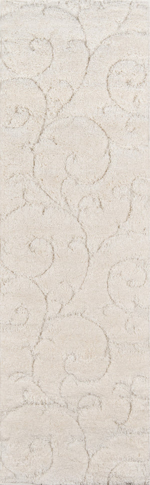 Momeni Charlotte CHA-3 Machine Made Modern Shag, Solid Indoor Area Rug Ivory 8'6" x 11'6" CHARLCHA-3IVY86B6