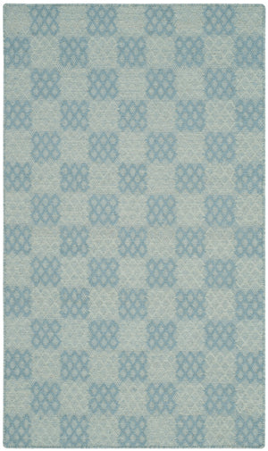 Checker Kilim Chk641 Hand Woven Wool Pile Rug in Turquoise 2ft-6in x 4ft