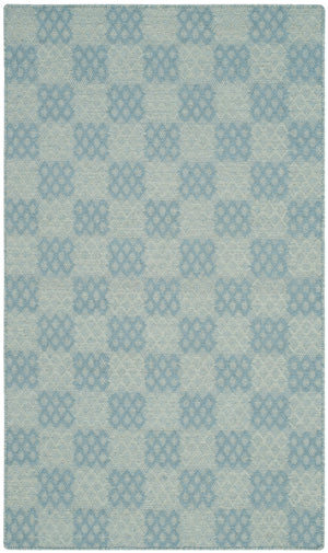 Checker Kilim Chk641 Hand Woven Wool Pile Rug in Turquoise 2ft-6in x 4ft