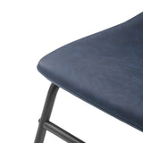 18" Faux Leather Dining Chair, Set of 2 -  Navy Blue