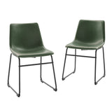 18” Contemporary Metal-Leg Faux Leather Dining Chair, Set of 2