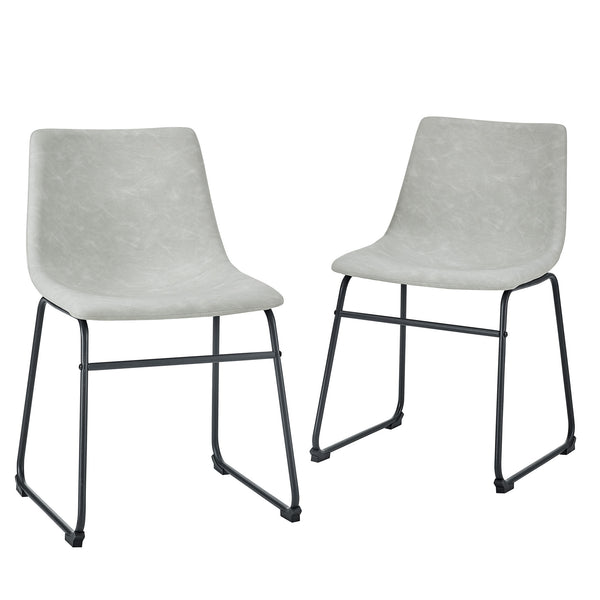18" Faux Leather Dining Chair, Set of 2 - Grey