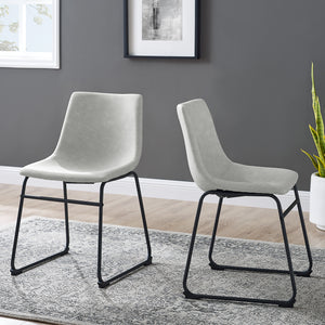 18" Faux Leather Dining Chair, Set of 2 - Grey