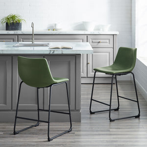 Walker Edison 26” Contemporary Metal-Leg Faux Leather Counter Stool XIIXR CHL26GR