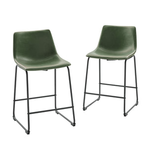 Walker Edison 26” Contemporary Metal-Leg Faux Leather Counter Stool XIIXR CHL26GR