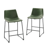 26” Contemporary Metal-Leg Faux Leather Counter Stool