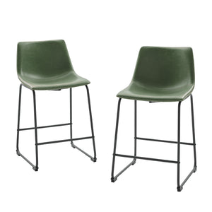 Walker Edison 26” Contemporary Metal-Leg Faux Leather Counter Stool XIIXR CHL26GR