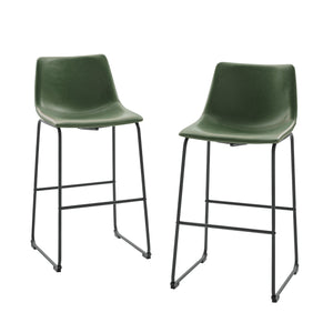 Walker Edison 30” Contemporary Metal-Leg Faux Leather Barstool, Set of 2 XIIXR CHL30GR