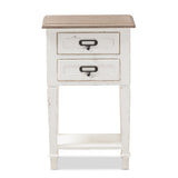 Baxton Studio Dauphine Provincial Style Weathered Oak and White Wash Distressed Finish Wood Nightstand 