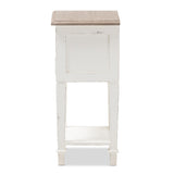 Baxton Studio Dauphine Provincial Style Weathered Oak and White Wash Distressed Finish Wood Nightstand 