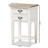 Baxton Studio Dauphine Provincial Style Weathered Oak and White Wash Distressed Finish Wood Nightstand 