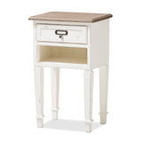 Dauphine Provincial Style Weathered Oak and White Wash Distressed Nightstand