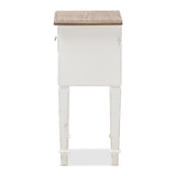 Baxton Studio Dauphine Provincial Style Weathered Oak and White Wash Distressed Finish Wood Nightstand 