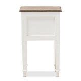 Baxton Studio Dauphine Provincial Style Weathered Oak and White Wash Distressed Finish Wood Nightstand 
