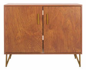 Pine Retro 2-Door Modular TV Unit - Stylish Storage with Vintage Charm & Gold Accents for Modern Homes