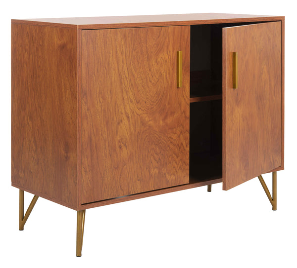 Pine Retro 2-Door Modular TV Unit - Stylish Storage with Vintage Charm & Gold Accents for Modern Homes