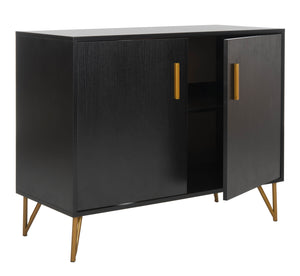 Pine Retro 2-Door Modular TV Unit - Stylish Storage with Vintage Charm & Gold Accents for Modern Homes