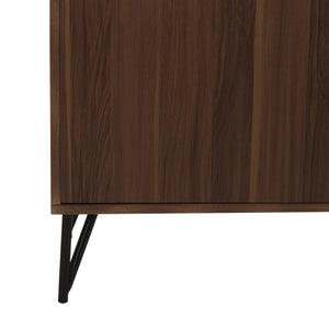 Pine Retro 2-Door Modular TV Unit - Stylish Storage with Vintage Charm & Gold Accents for Modern Homes