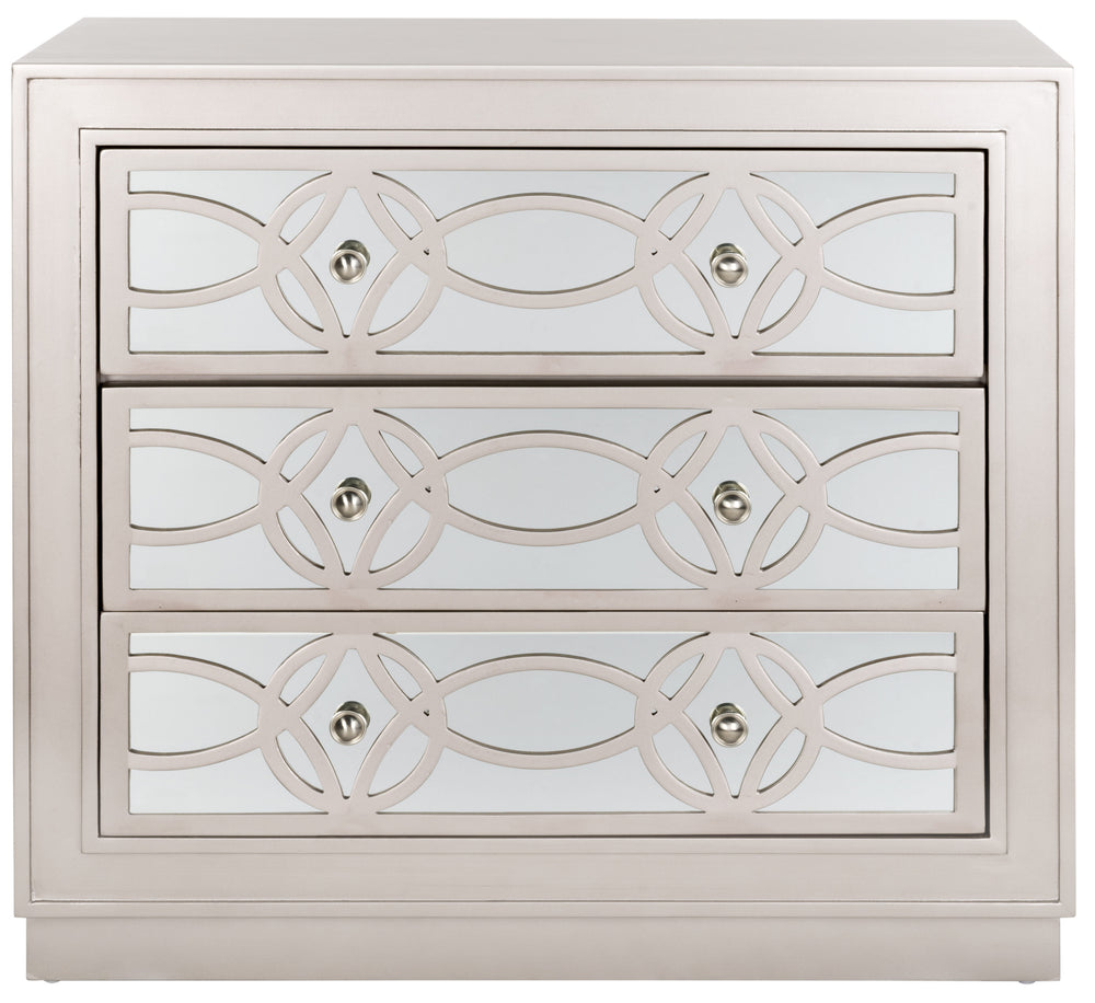 Catalina Deluxe 3 Drawer Chest - Elegant Storage Solution with Mirror Finish and Stylish Nickel Hardware