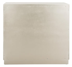 Kaia 2-Door Chest: Luxurious Storage Solution with Glamorous Mirror Panels and Chic Nickel Accents