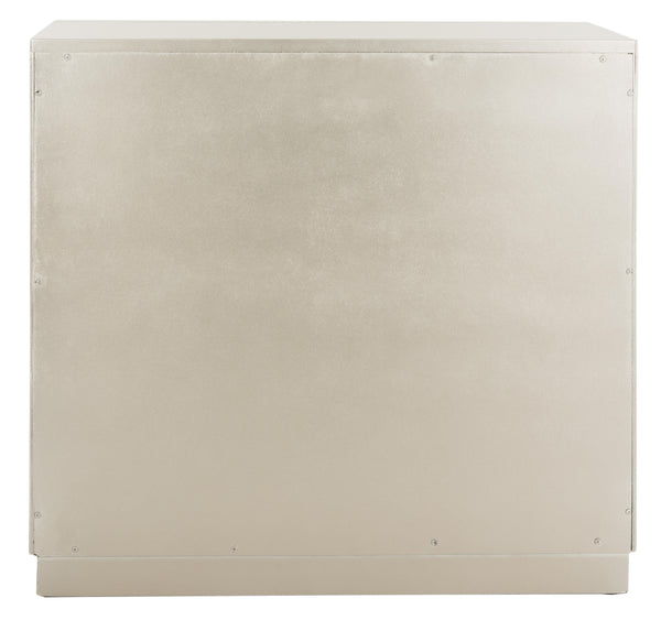 Kaia 2-Door Chest: Luxurious Storage Solution with Glamorous Mirror Panels and Chic Nickel Accents