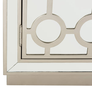 Kaia 2-Door Chest: Luxurious Storage Solution with Glamorous Mirror Panels and Chic Nickel Accents